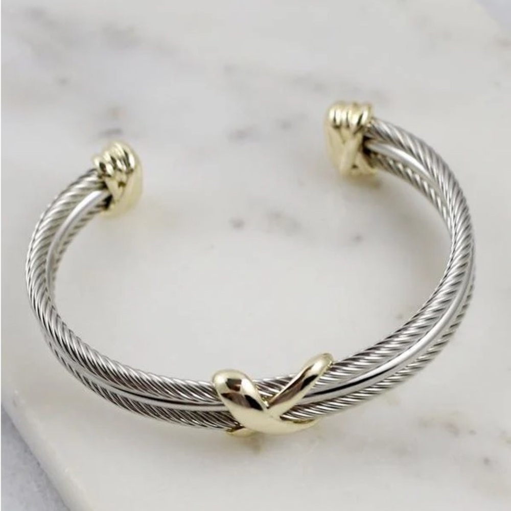 Three Row Cable Bracelet Gold-Silver